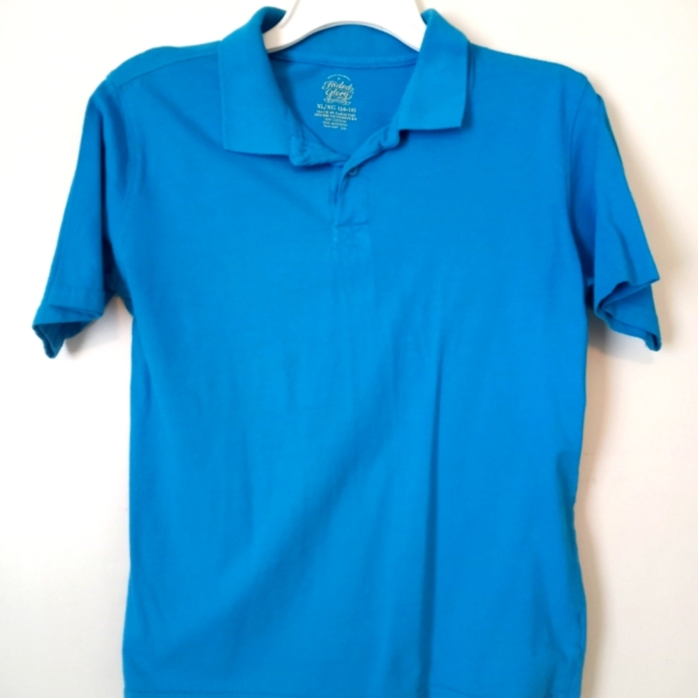 Boys FADED GLORY Blue Collared Short Sleeve Shirt Size XL (14-16)